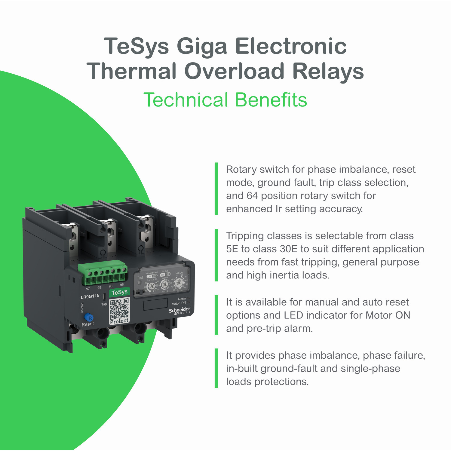 Schneider LR9G115 | Electronic thermal overload relay,TeSys Giga,28-115 A,class 5E-30E,push-in control connection - Image 2
