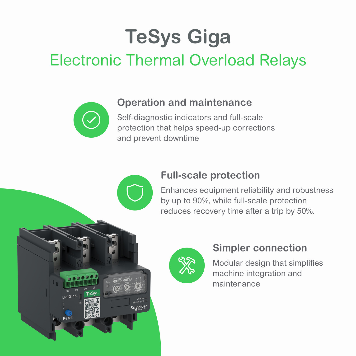 Schneider LR9G115 | Electronic thermal overload relay,TeSys Giga,28-115 A,class 5E-30E,push-in control connection - Image 4