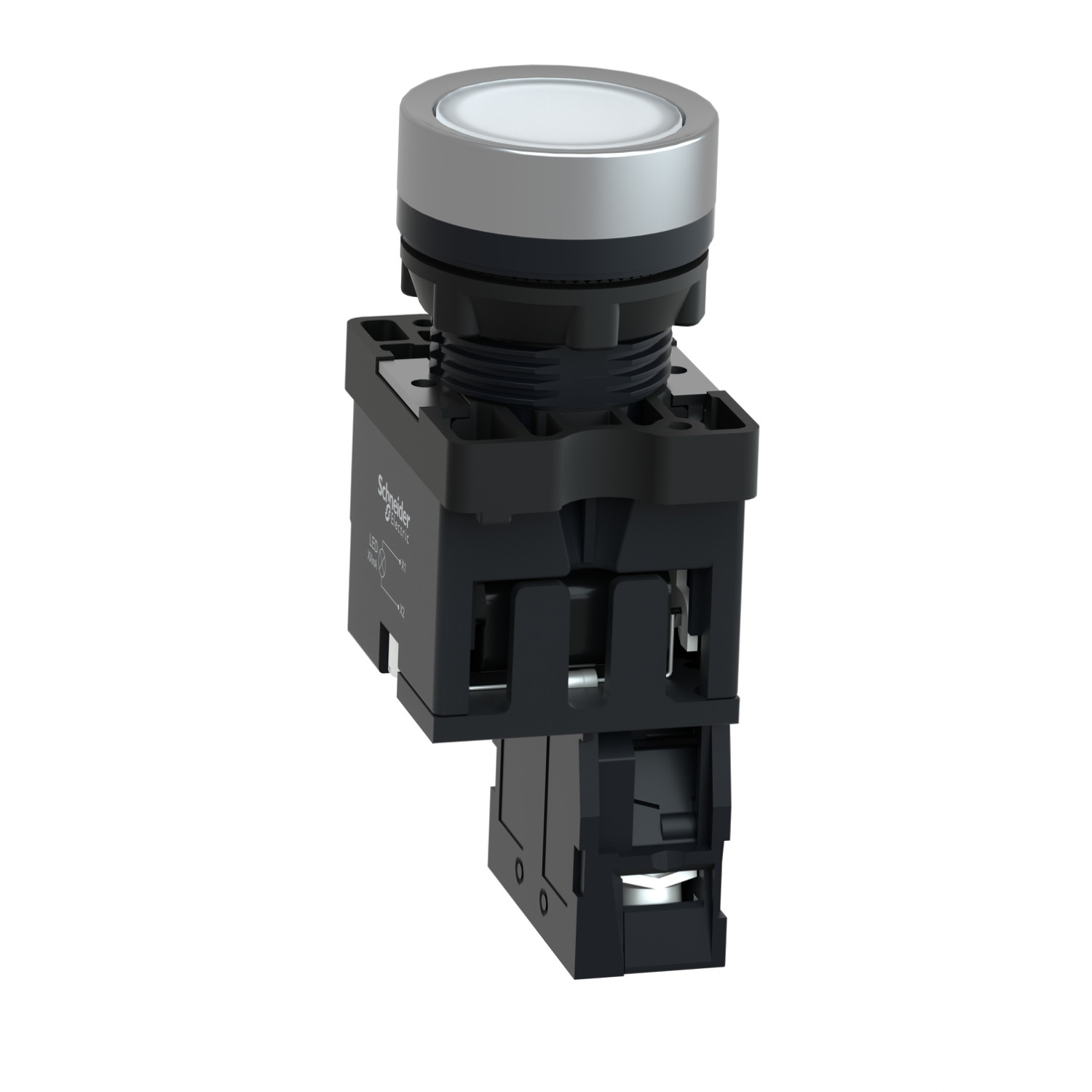 Schneider XA2EW31M1 Harmony | Complete illuminated push button, Easy Harmony XA2, plastic, flush, white, 22mm, spring return, 220V AC, 1NO - Image 5