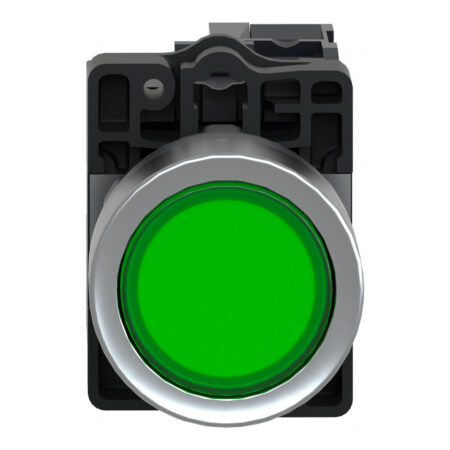 Schneider XA2EW33B1 Harmony | Green flush complete illum push-button - Ø22 - flush - 24V AC/DC - 1NO