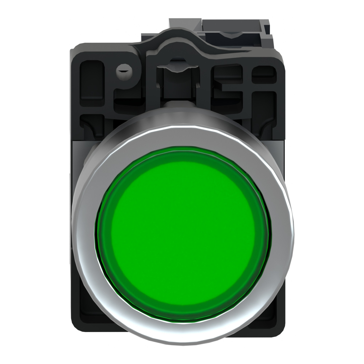 Schneider XA2EW33B1 Harmony | Green flush complete illum push-button - Ø22 - flush - 24V AC/DC - 1NO