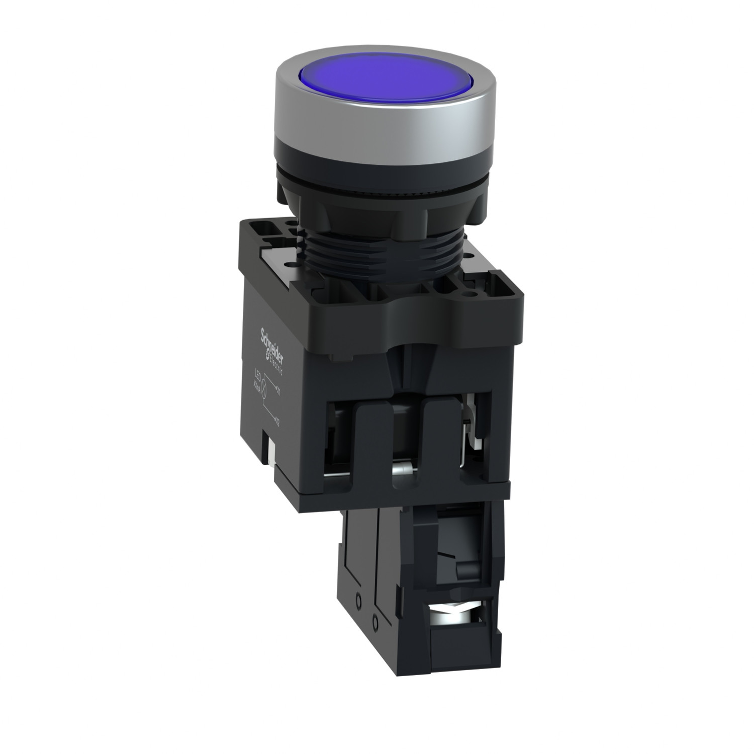 Schneider XA2EW36B1 Harmony | Complete illuminated push button, Easy Harmony XA2, plastic, flush, blue, 22mm, spring return, 24V AC DC, 1NO - Image 2