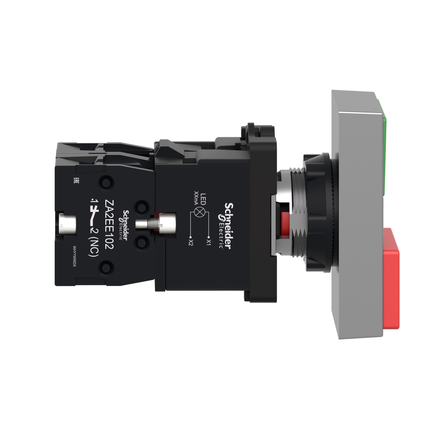 Schneider XA2EW7L3741B5 Harmony | Illuminated double-headed push-button, Easy Harmony XA2, plastic, 22mm, 1 green flush I + 1 light + 1 red flush O, 24V AC/DC, 1NO + 1NC - Image 4