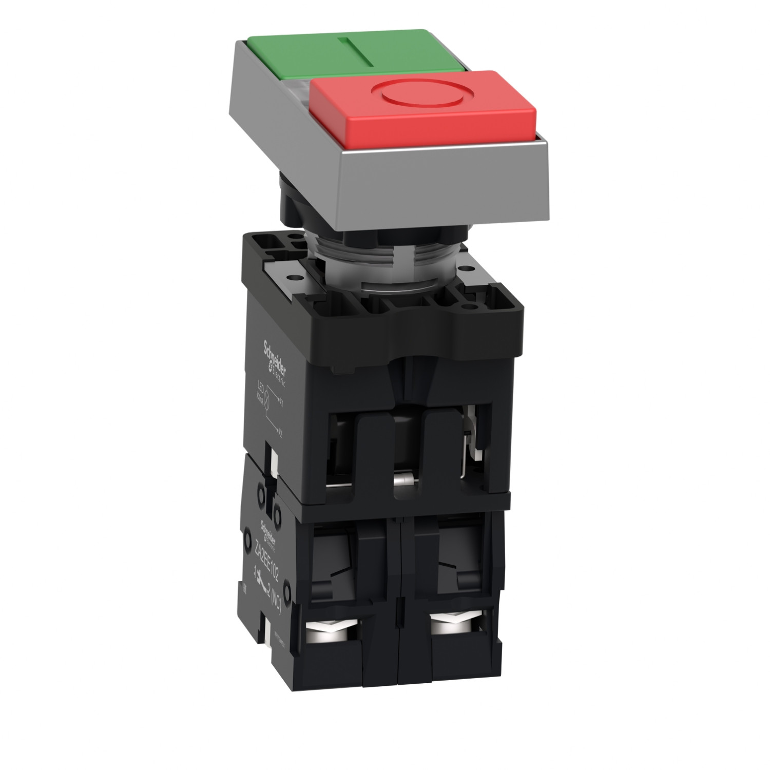 Schneider XA2EW7L3741B5 Harmony | Illuminated double-headed push-button, Easy Harmony XA2, plastic, 22mm, 1 green flush I + 1 light + 1 red flush O, 24V AC/DC, 1NO + 1NC - Image 6