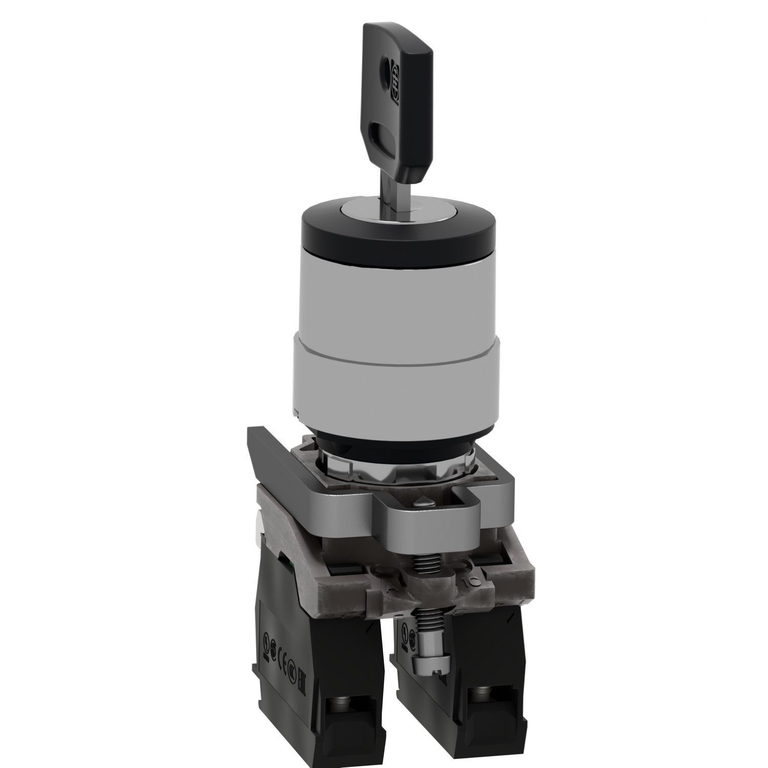 Schneider XB4BG33 Harmony | Key switch selector, metal, black, Ø22, key n°455, 3 positions, stay put, 2 NO - Image 2