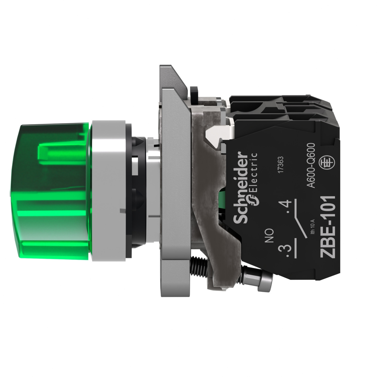 Schneider XB4BK123M5 Harmony | Illuminated selector switch, metal, green, Ø22, 2 positions, stay put, 230...240 V AC, 1 NO + 1 NC - Image 6