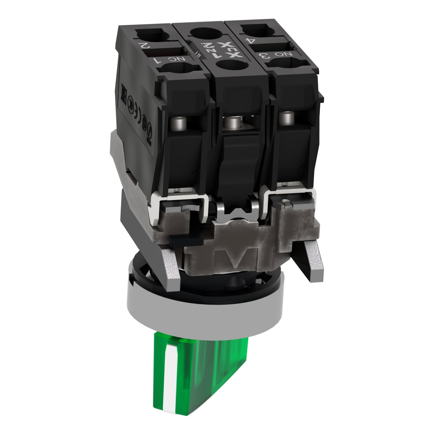 Schneider XB4BK123M5 Harmony | Illuminated selector switch, metal, green, Ø22, 2 positions, stay put, 230...240 V AC, 1 NO + 1 NC - Image 7