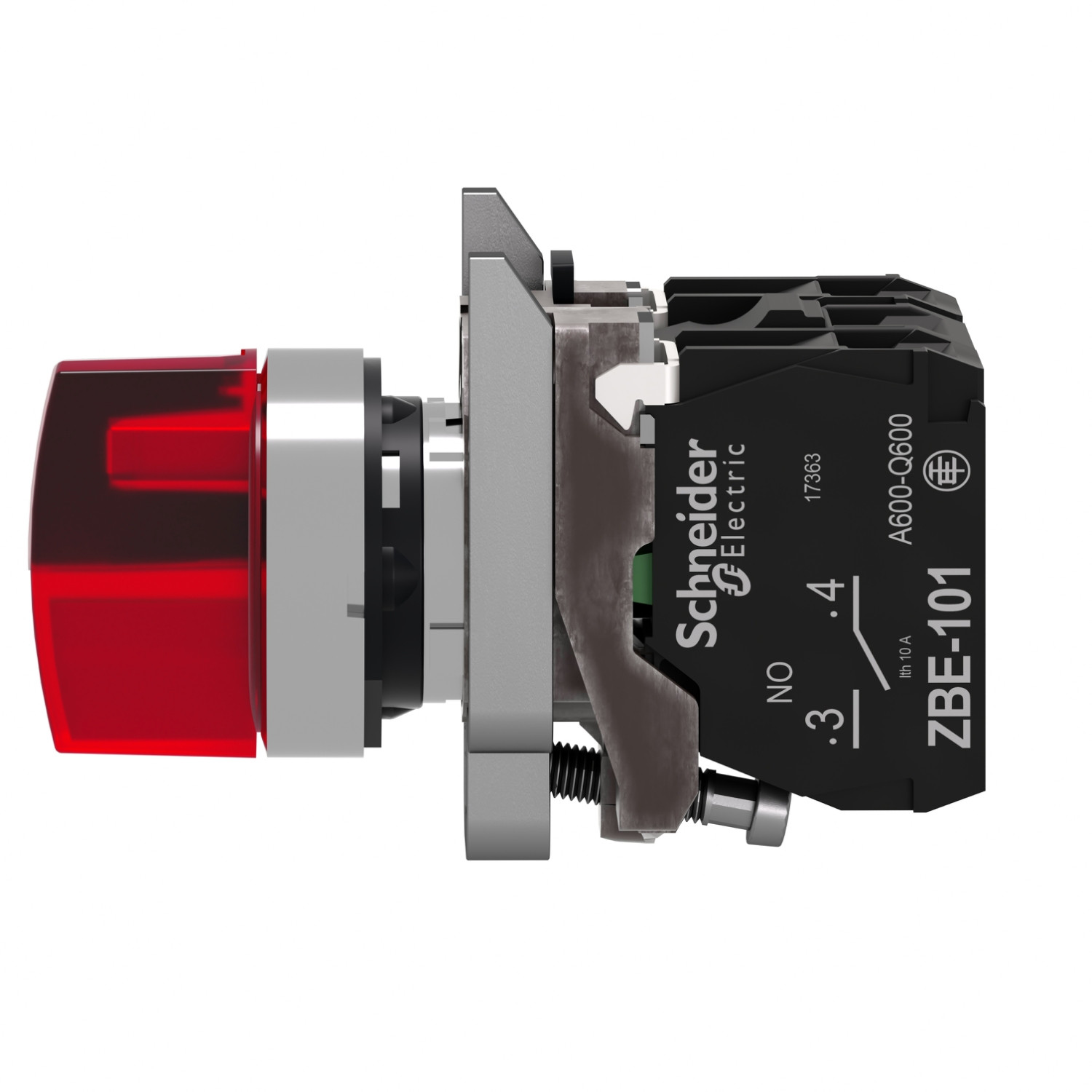Schneider XB4BK134M5 | Illuminated selector switch, metal, red, Ø22, 3 positions, stay put, 230...240 V AC, 1 NO + 1 NC - Image 6