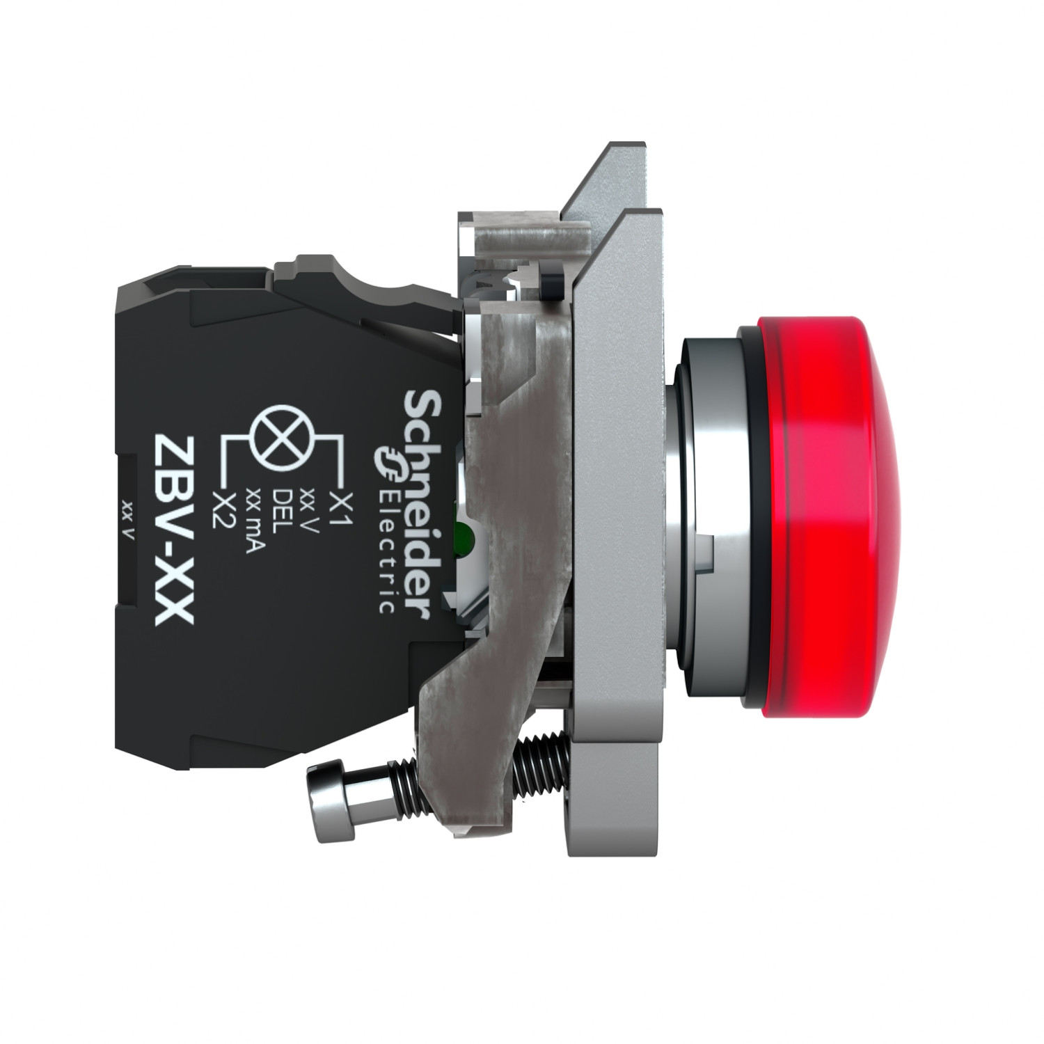 Schneider XB4BVB4 Harmony | Pilot light, metal, red, Ø22, plain lens with integral LED, 24 V AC/DC - Image 2