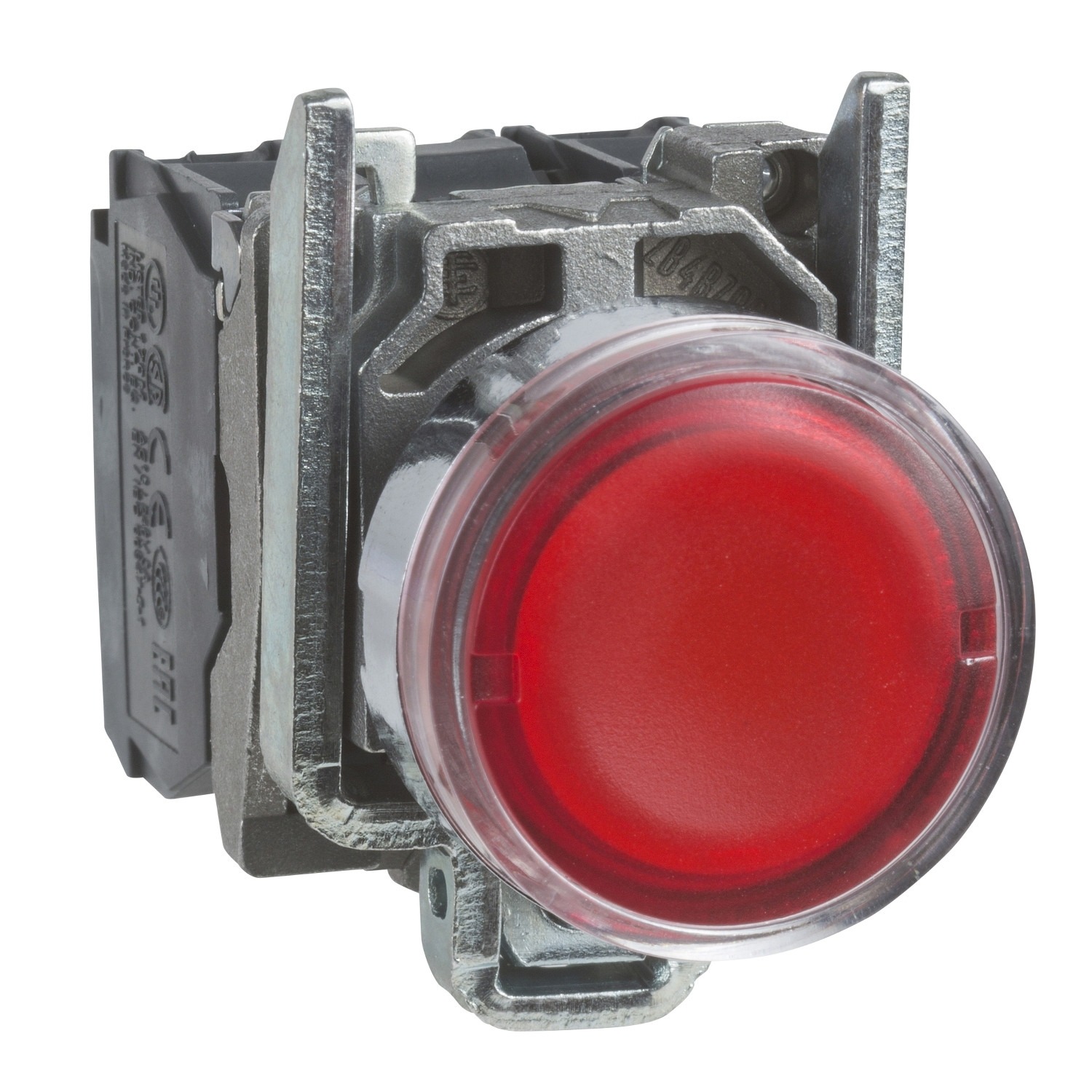 Schneider XB4BW3465 Harmony | Illuminated push button, metal, flush, red, Ø22, spring return, <= 250 V, 1 NO + 1 NC - Image 2