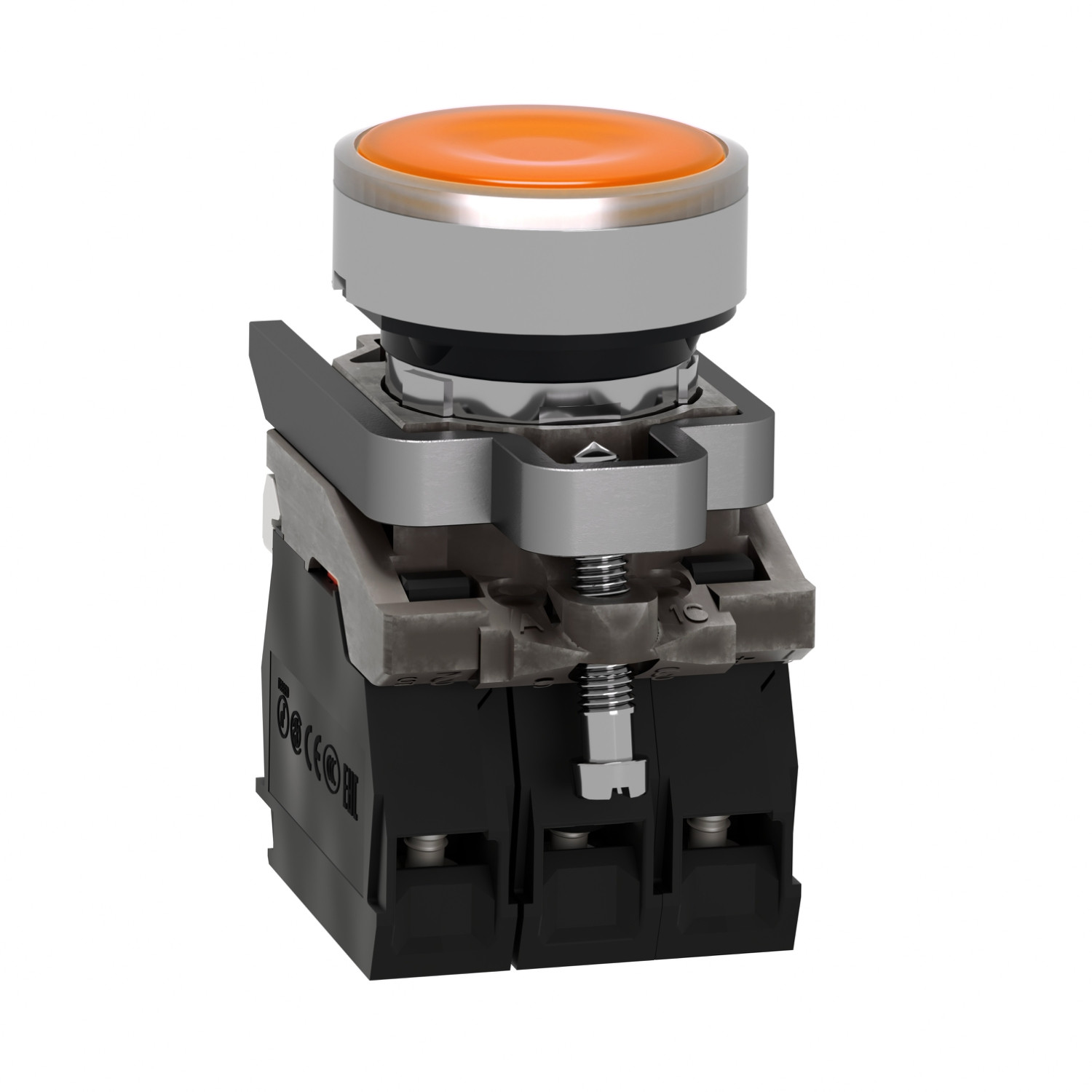 Schneider XB4BW35B5 | Illuminated push button, metal, flush, orange, Ø22, spring return, 1 NO + 1 NC 24 V AC/DC - Image 5
