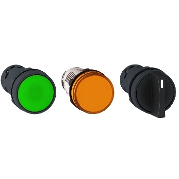Schneider XB7EW3561 | yellow illuminated pushbutton + 22 spring return - 250 V - 1NO