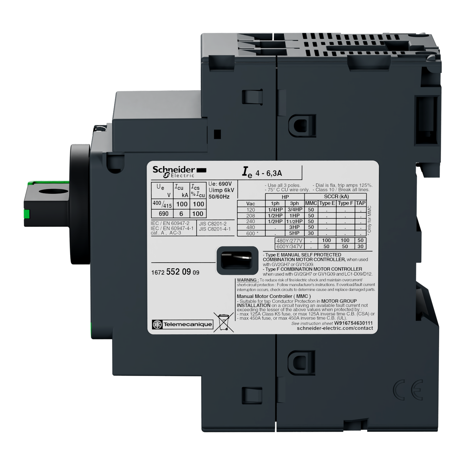 Schneider GV2P21 | Motor circuit breaker, TeSys GV2, 3P, 17-23 A, thermal magnetic, screw clamp terminals - Image 4