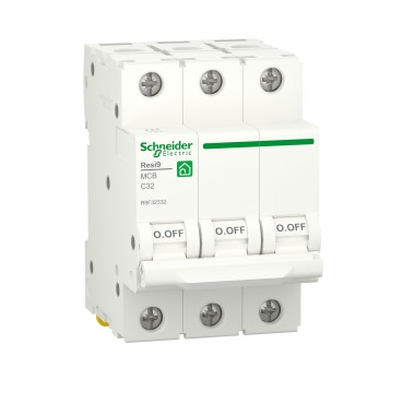 Schneider R9F32332 | Miniature circuit breaker (MCB), Resi9, 3P, 32A, C curve, 4500A (IEC/EN 60898-1)