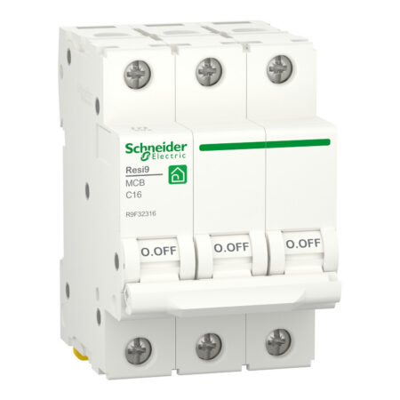 Schneider R9F32316 |  Miniature circuit breaker (MCB), Resi9, 3P, 16A, C curve, 4500A (IEC/EN 60898-1)