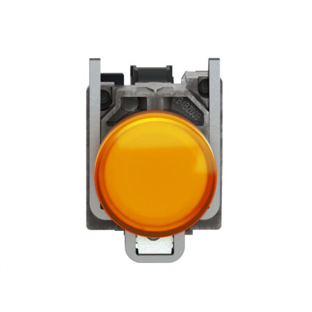 Schneider XB4BVB5 Harmony | Pilot light, metal, orange, Ø22, plain lens with integral LED, 24 V AC/DC