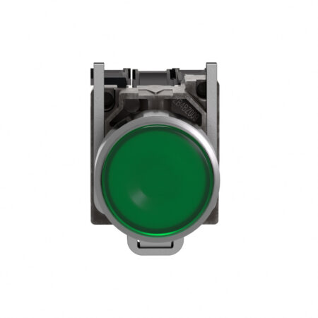 Schneider XB4BW33B5 Harmony | Illuminated push button, metal, flush, green, Ø22, spring return, 1 NO + 1 NC 24 V AC/DC
