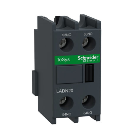 Schneider LADN20 TeSys | Auxiliary contact block, TeSys D, 2NO, front mounting, screw terminals
